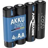 ANSMANN AG Akku AA Mignon 2800mAh NiMH 1,2V - Batterien wiederaufladbar (4 Stück) Akku 2800 mAh (1.2…