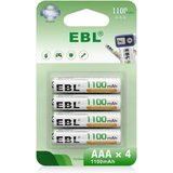 EBL AAA Akku 1100mAh mit hoher Kapazität, wiederaufladbar Batterien Akku (1,2 V, 4 St), 1.2V Micro AAA,…