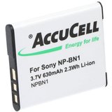 AccuCell Akku passend für Sony NP-BN1 Akku Typ N kein Original Akku 580-630mAh Akku 580 mAh (3,7 V)