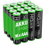 HiQuick 16 Stück AAA Mignon 1110mAh NiMH 1,2V-Batterien wiederaufladbar Akku (1,2 V)