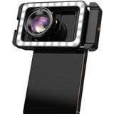 DOPWii APEXEL 3-in-1 Makro-Objektiv, Makroobjektiv, (dreifarbiges Fülllicht mit 40 LED-Perlen für iPhone,…