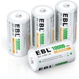 EBL Akku 10000mAh,Wiederaufladbare D Zelle NI-MH Batterie 4 Stück Mono D Akku 10000 mAh (1,2 V)